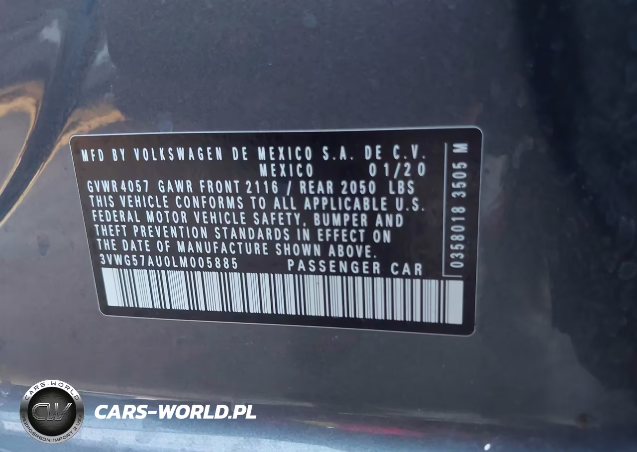 2020 Volkswagen Golf 1.4T Tsi VIN:3VWG57AU0LM005885 - 9