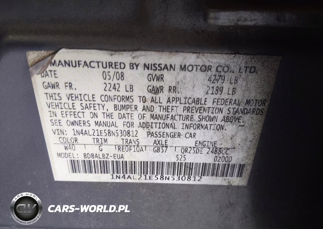 2008 Nissan Altima 2.5 S VIN:1N4AL21E58N530812 - 9