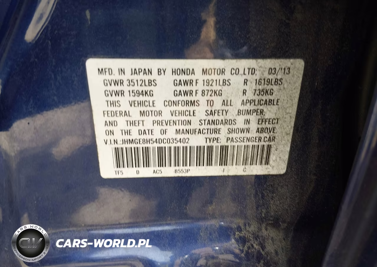 2013 Honda Fit Sport VIN:JHMGE8H54DC035402 - 9