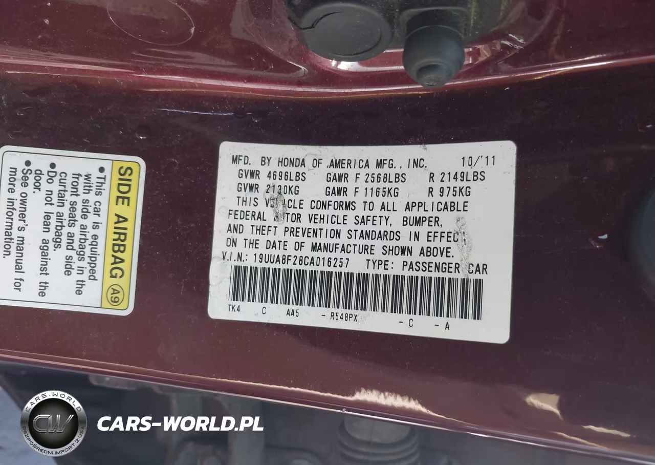 2012 Acura Tl 3.5 VIN:19UUA8F28CA016257 - 9