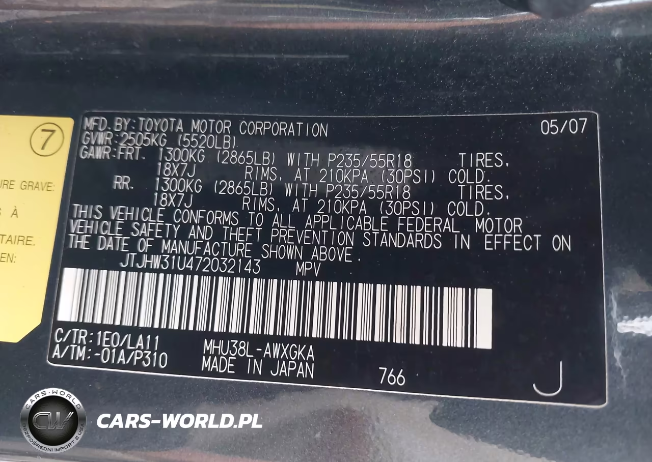 2007 Lexus Rx 400H VIN:JTJHW31U472032143 - 9