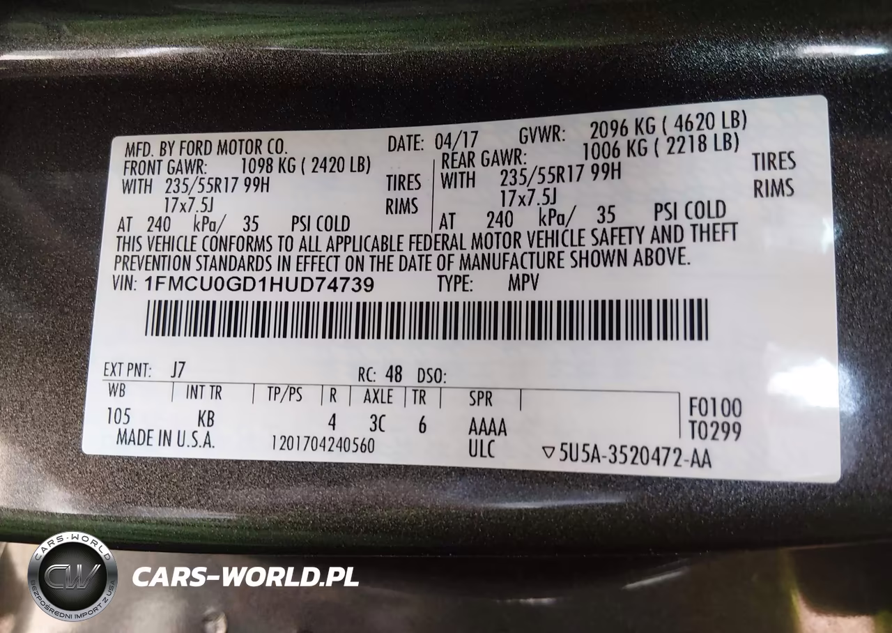 2017 Ford Escape Se VIN:1FMCU0GD1HUD74739 - 9