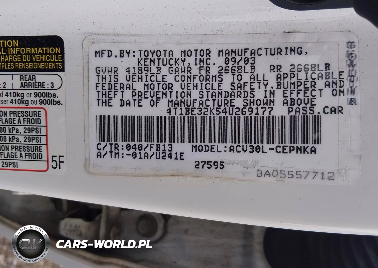2004 Toyota Camry Le VIN:4T1BE32K54U269177 - 9