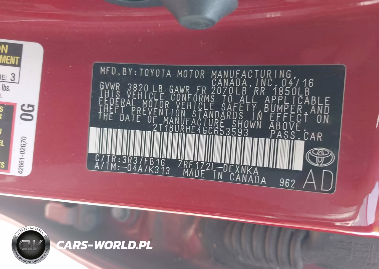2016 Toyota Corolla Le VIN:2T1BURHE4GC653593 - 9