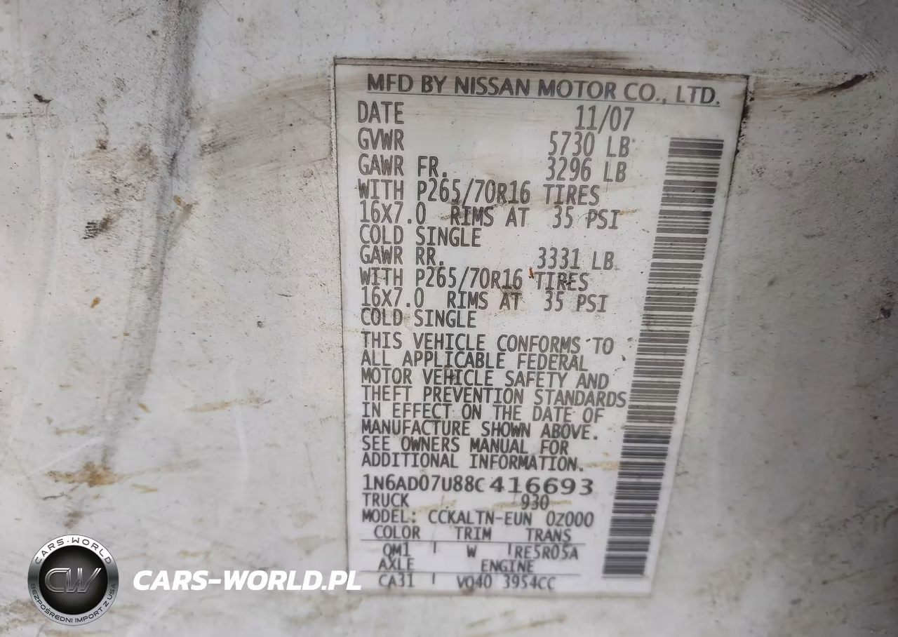 2008 Nissan Frontier Se VIN:1N6AD07U88C416693 - 9