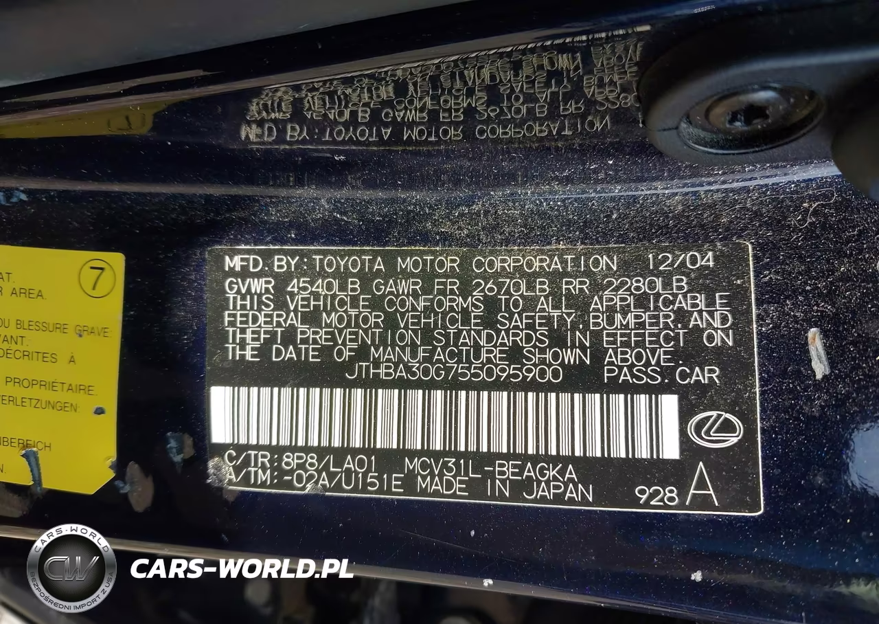 2005 Lexus Es 330 VIN:JTHBA30G755095900 - 9