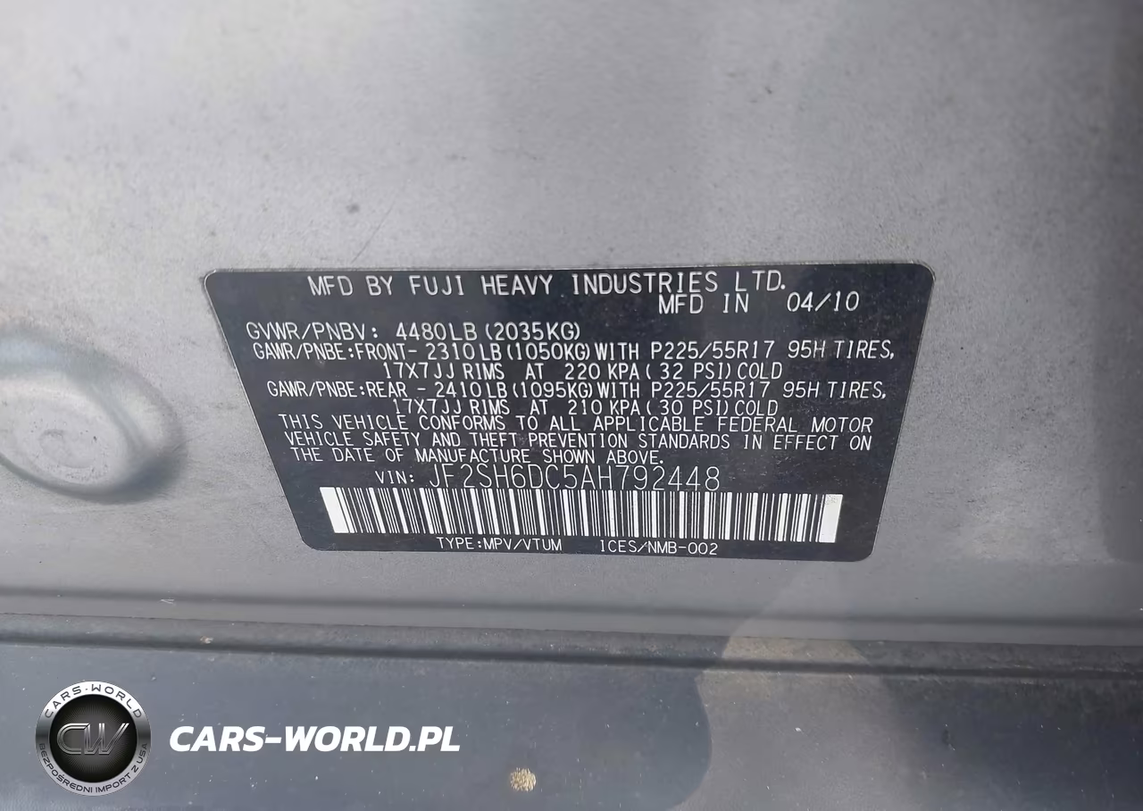 2010 Subaru Forester 2.5X Limited VIN:JF2SH6DC5AH792448 - 9
