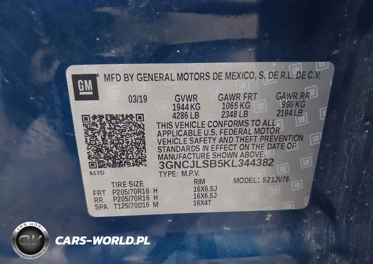 2019 Chevrolet Trax Lt VIN:3GNCJLSB5KL344382 - 9