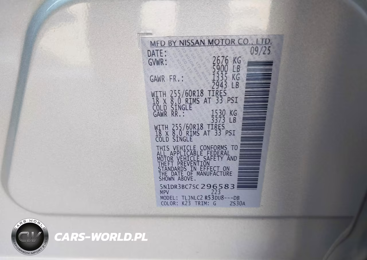 2025 Nissan Pathfinder Sv 4Wd VIN:5N1DR3BC7SC296583 - 9