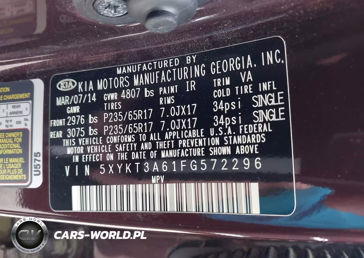 2015 Kia Sorento Lx VIN:5XYKT3A61FG572296 - 9