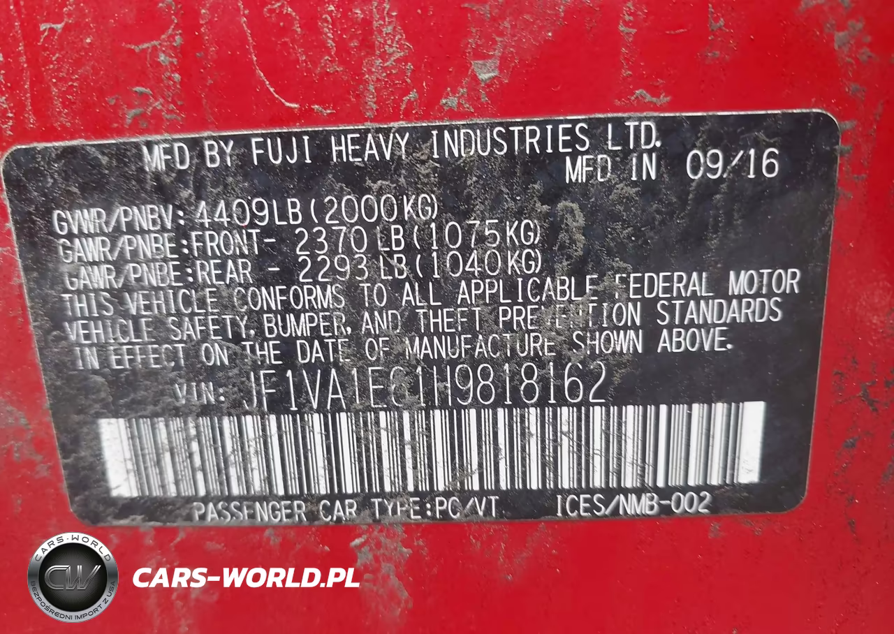 2017 Subaru Wrx Premium VIN:JF1VA1E61H9818162 - 9