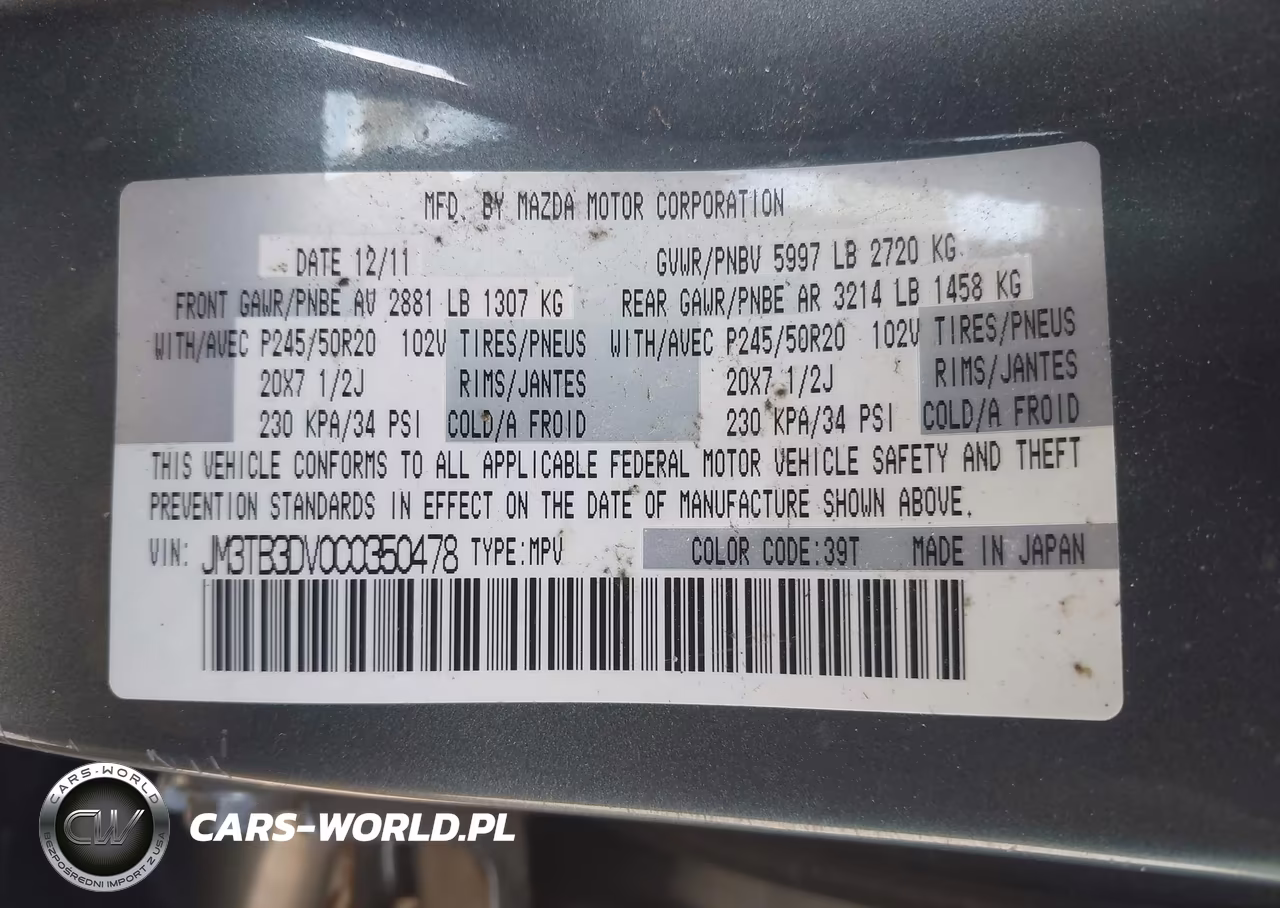 2012 Mazda Cx-9 Grand Touring VIN:JM3TB3DV0C0350478 - 9