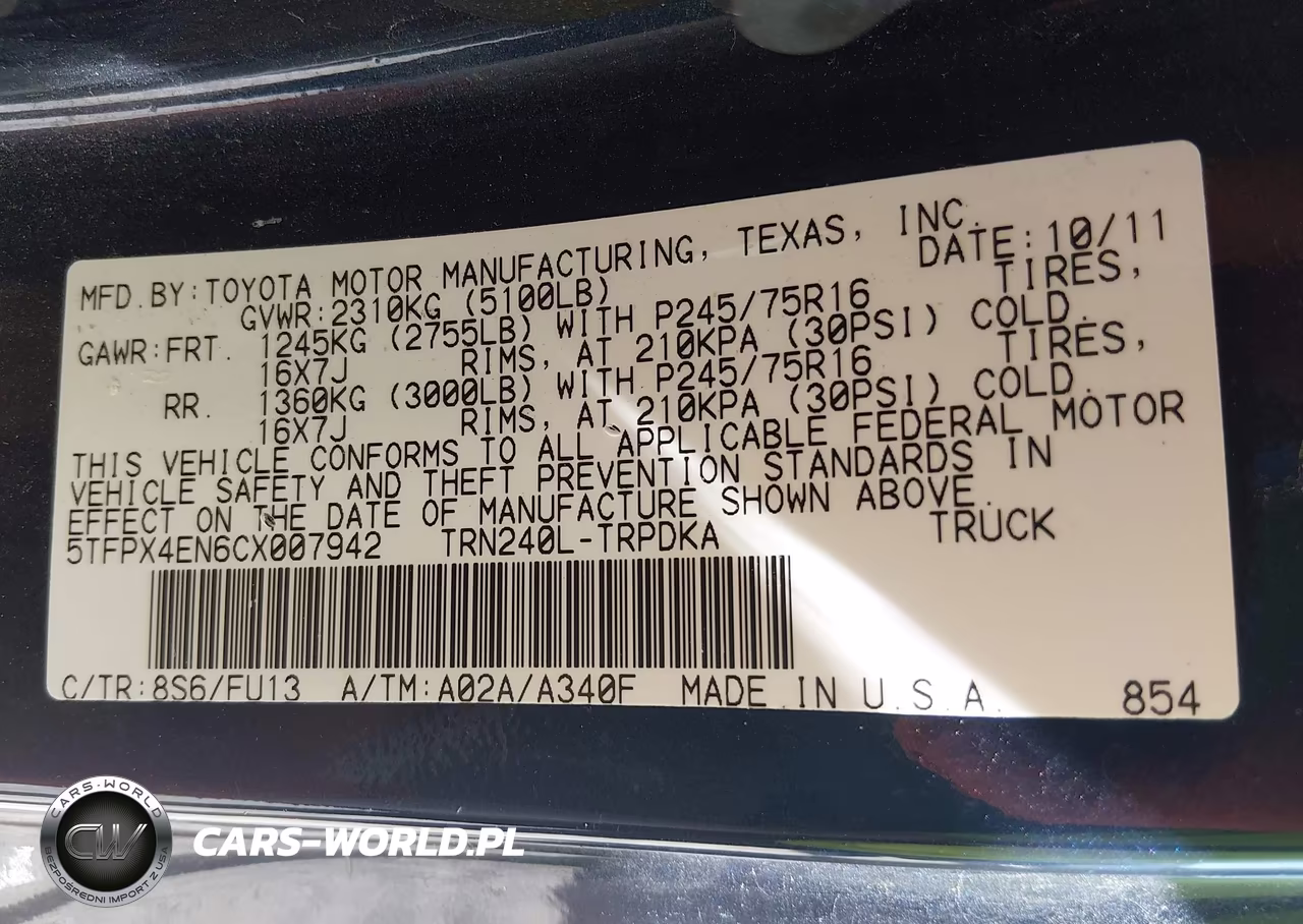 2012 Toyota Tacoma VIN:5TFPX4EN6CX007942 - 9