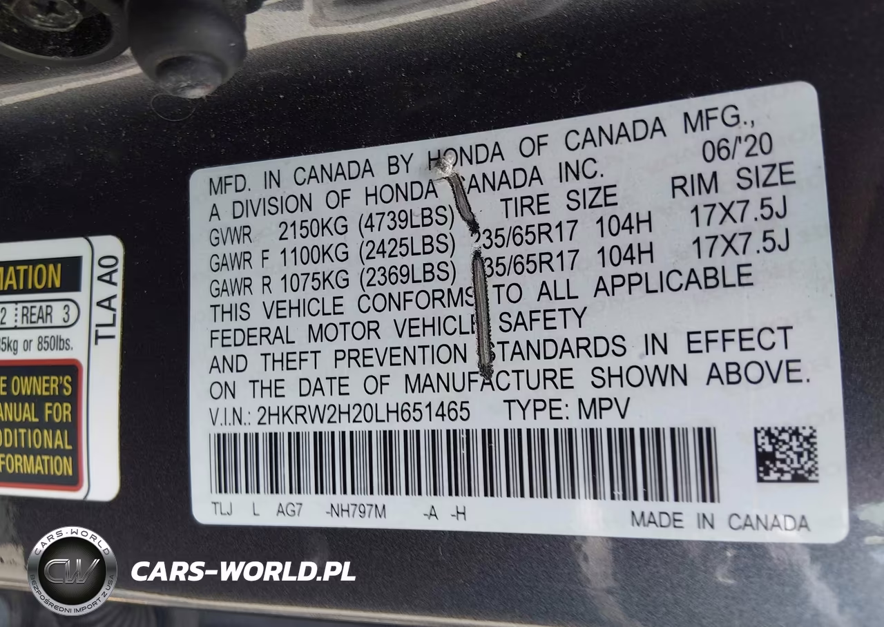 2020 Honda Cr-V Awd Lx VIN:2HKRW2H20LH651465 - 9