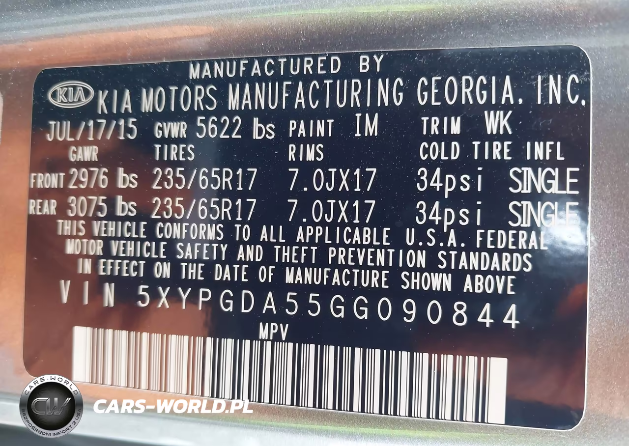 2016 Kia Sorento 3.3L Lx VIN:5XYPGDA55GG090844 - 9