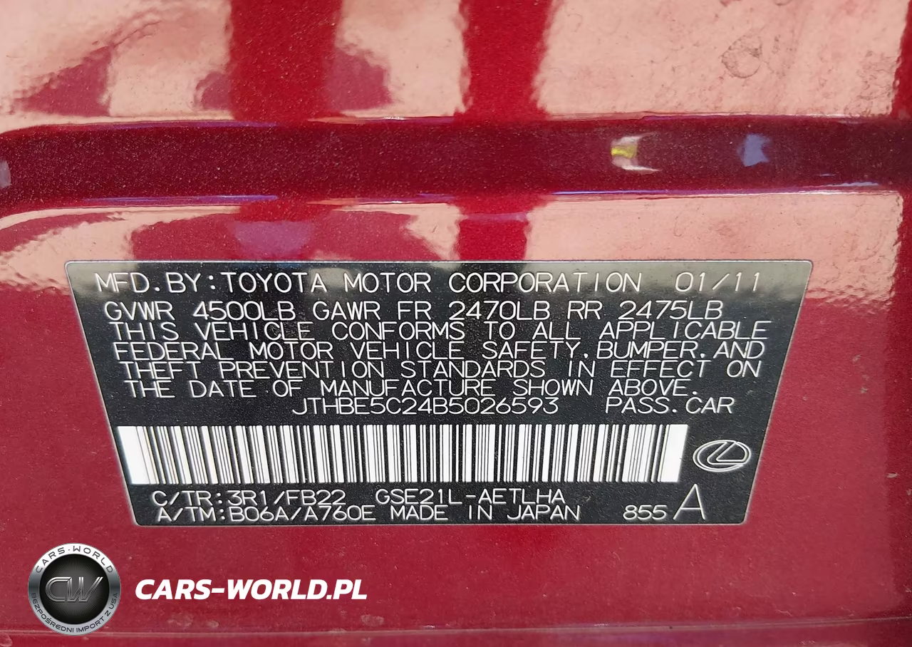 2011 Lexus Is 350 VIN:JTHBE5C24B5026593 - 9