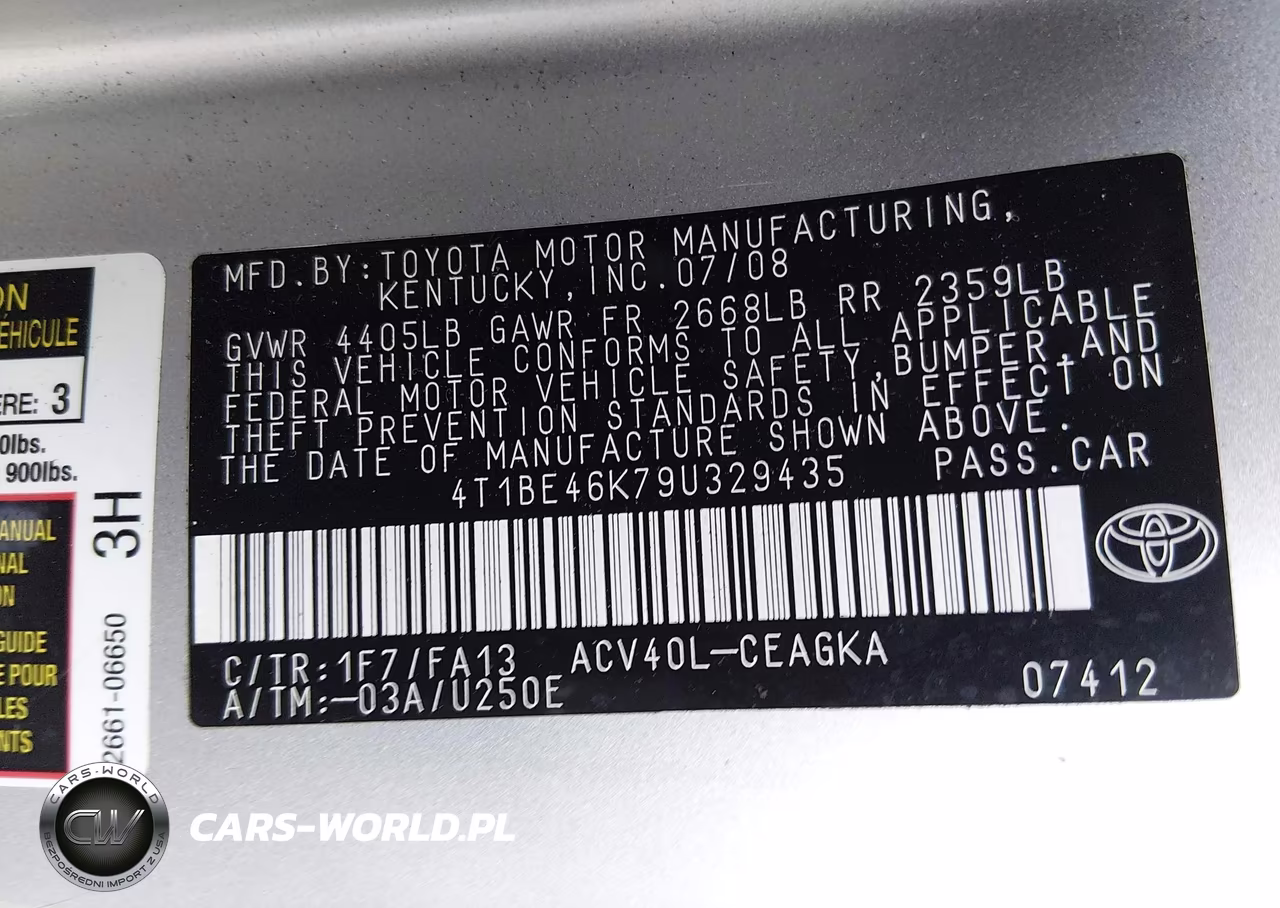 2009 Toyota Camry Xle VIN:4T1BE46K79U329435 - 9