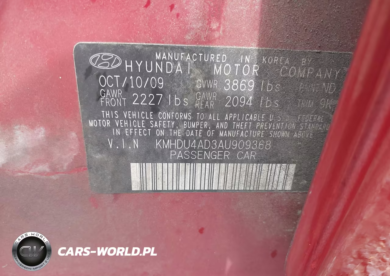 2010 Hyundai Elantra Gls VIN:KMHDU4AD3AU909368 - 9
