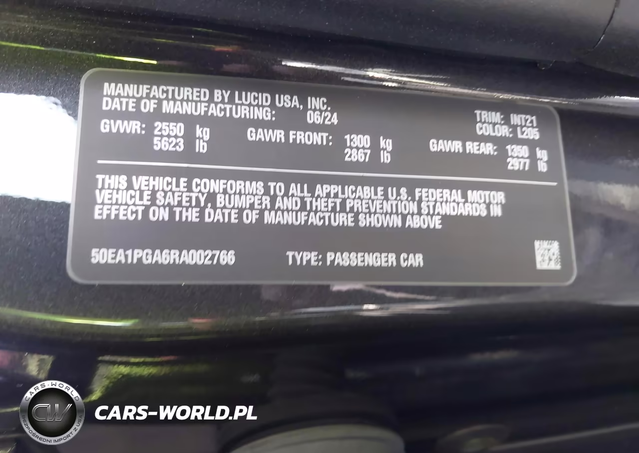 2024 Lucid Air Pure VIN:50EA1PGA6RA002766 - 9