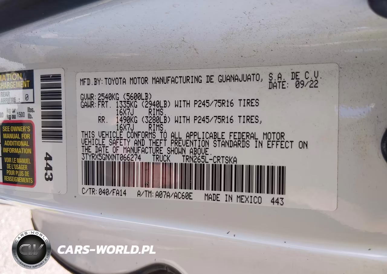 2022 Toyota Tacoma Sr VIN:3TYRX5GNXNT066274 - 9