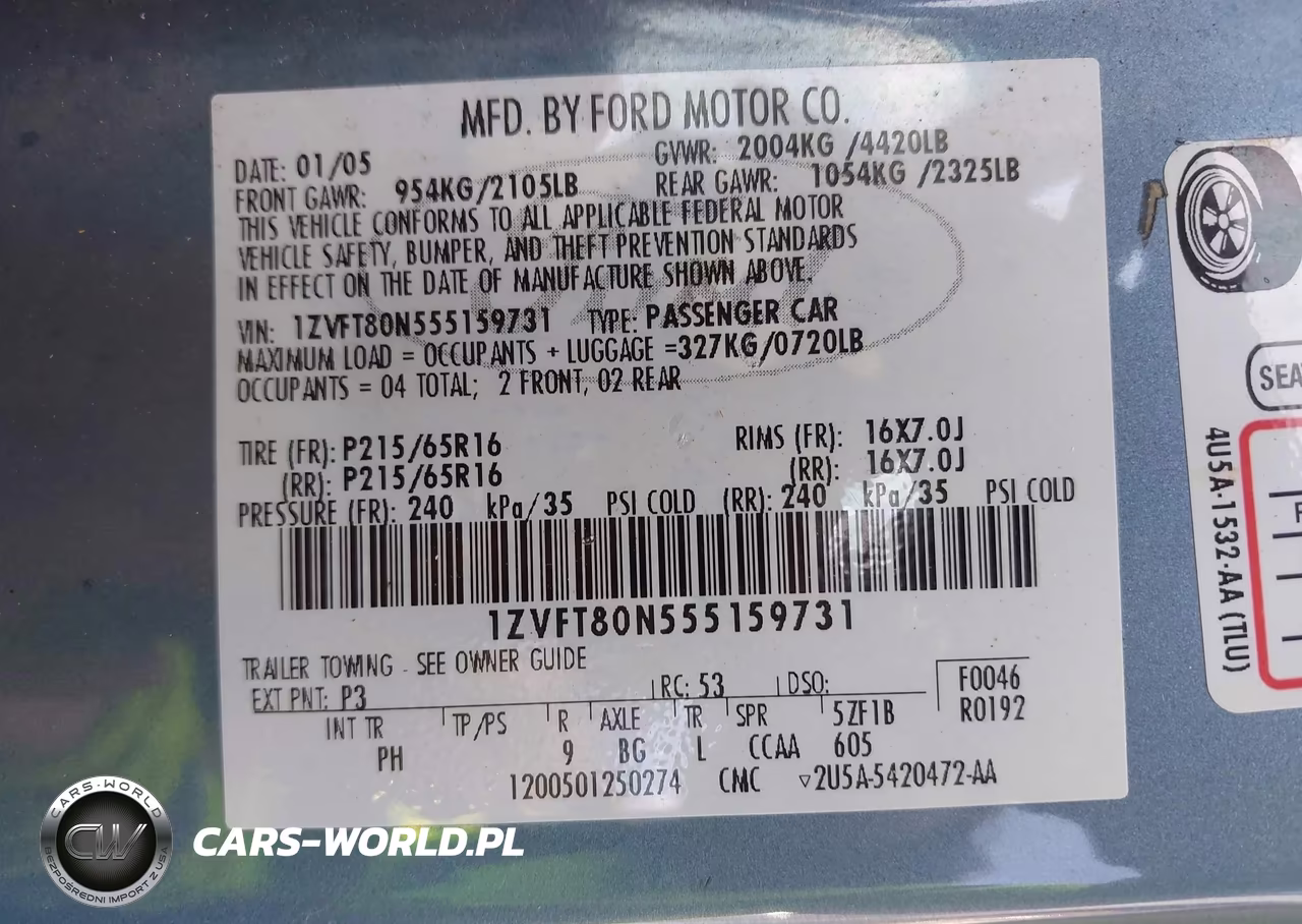 2005 Ford Mustang V6 Deluxe-V6 Premium VIN:1ZVFT80N555159731 - 9