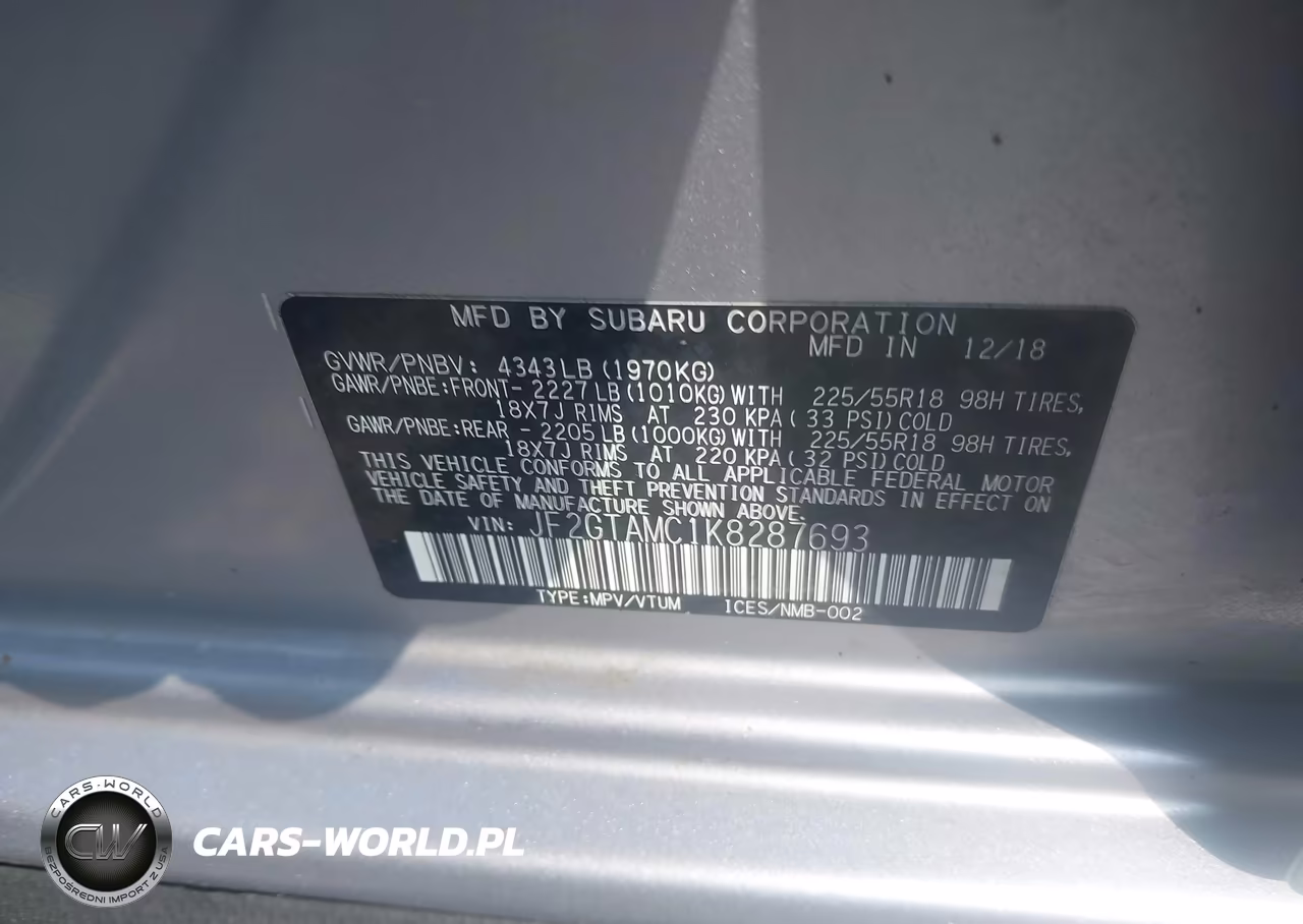 2019 Subaru Crosstrek 2.0I Limited VIN:JF2GTAMC1K8287693 - 9