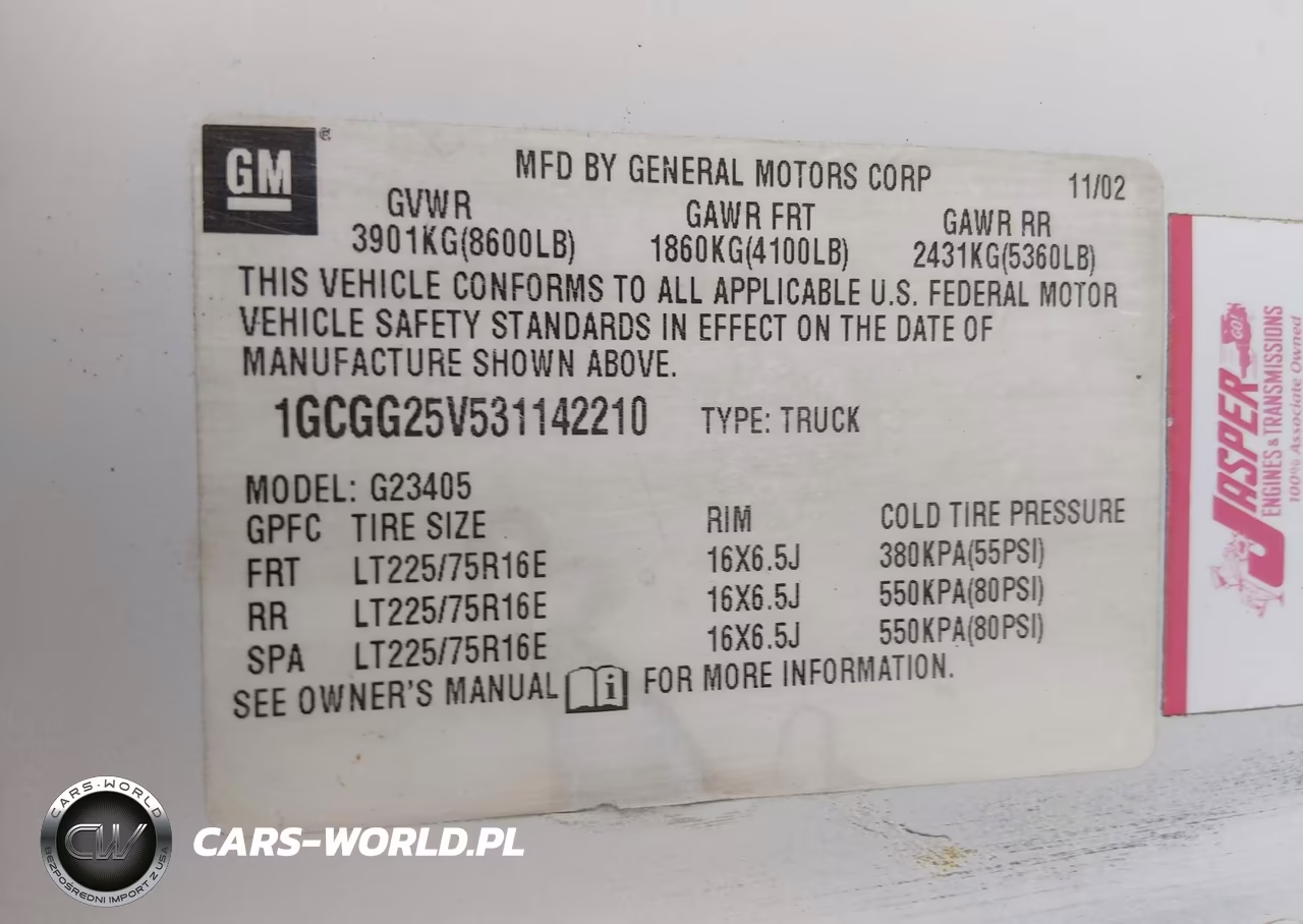 2003 Chevrolet Express VIN:1GCGG25V531142210 - 9