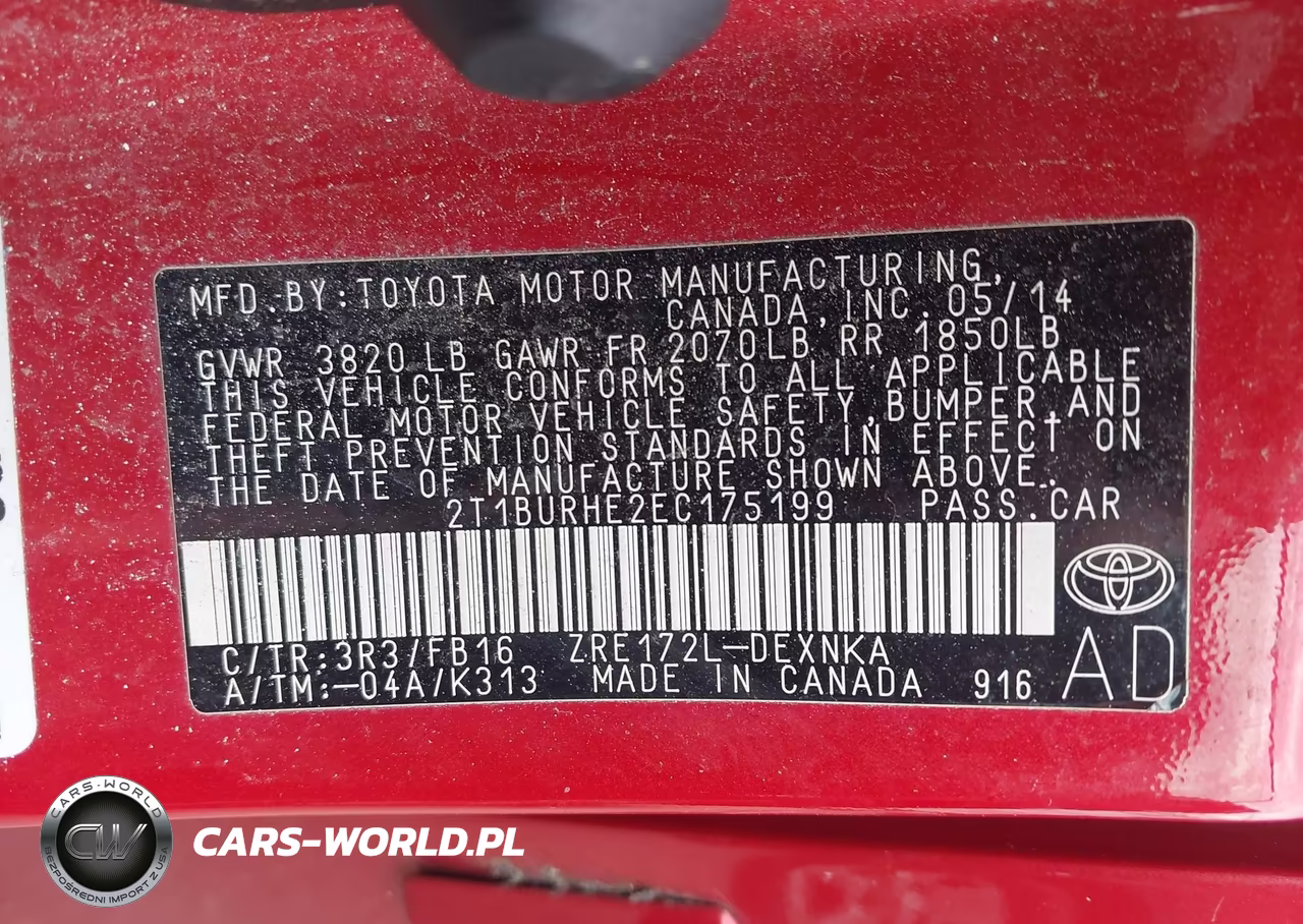 2014 Toyota Corolla Le Plus VIN:2T1BURHE2EC175199 - 9