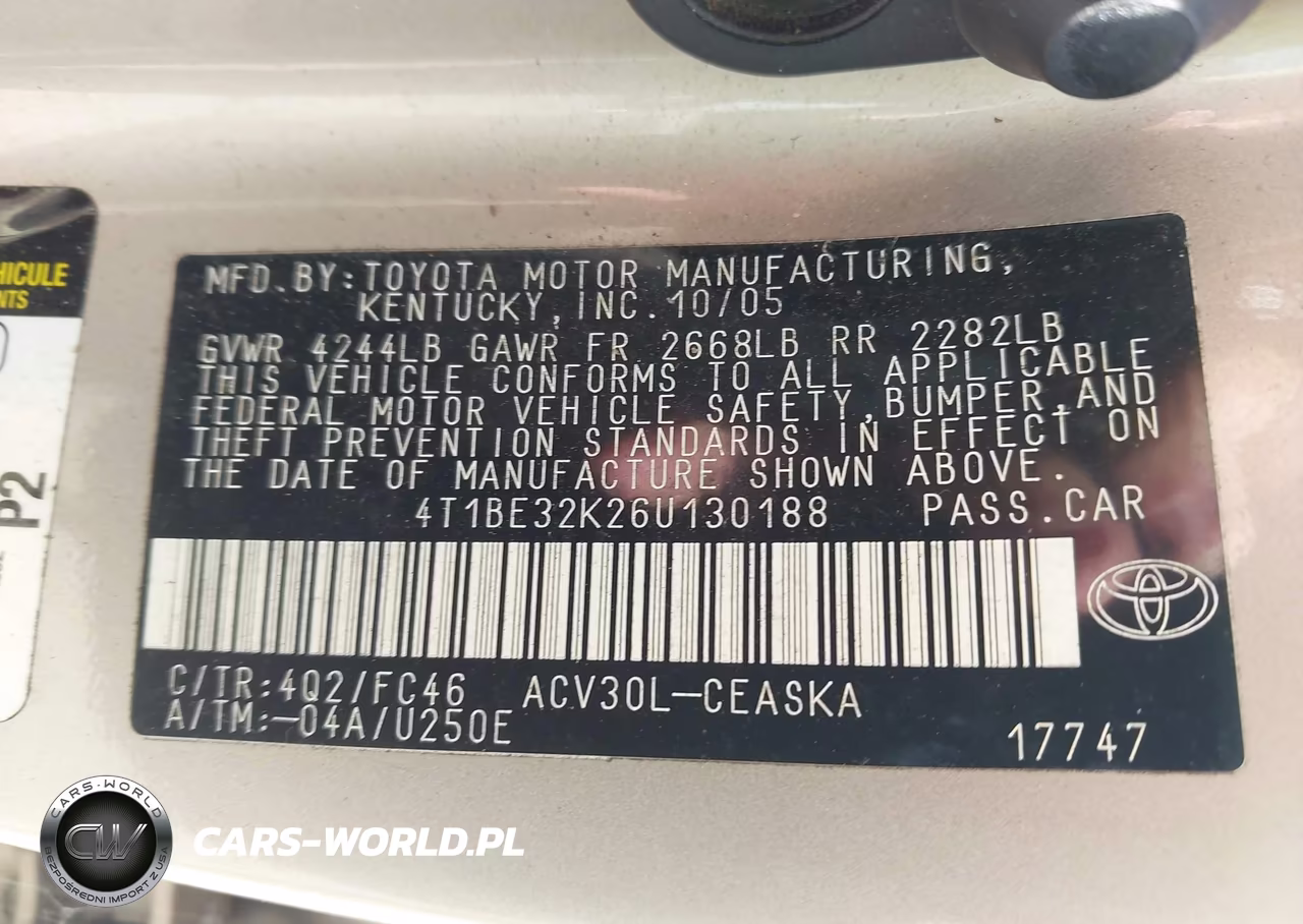 2006 Toyota Camry Se VIN:4T1BE32K26U130188 - 9