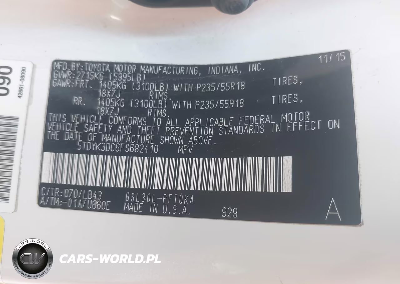 2015 Toyota Sienna Limited Premium 7 Passenger VIN:5TDYK3DC6FS682410 - 9