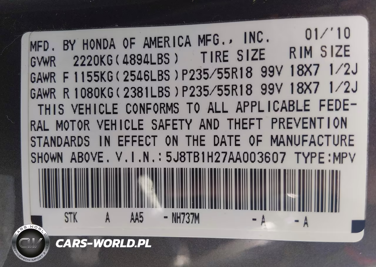2010 Acura Rdx VIN:5J8TB1H27AA003607 - 9