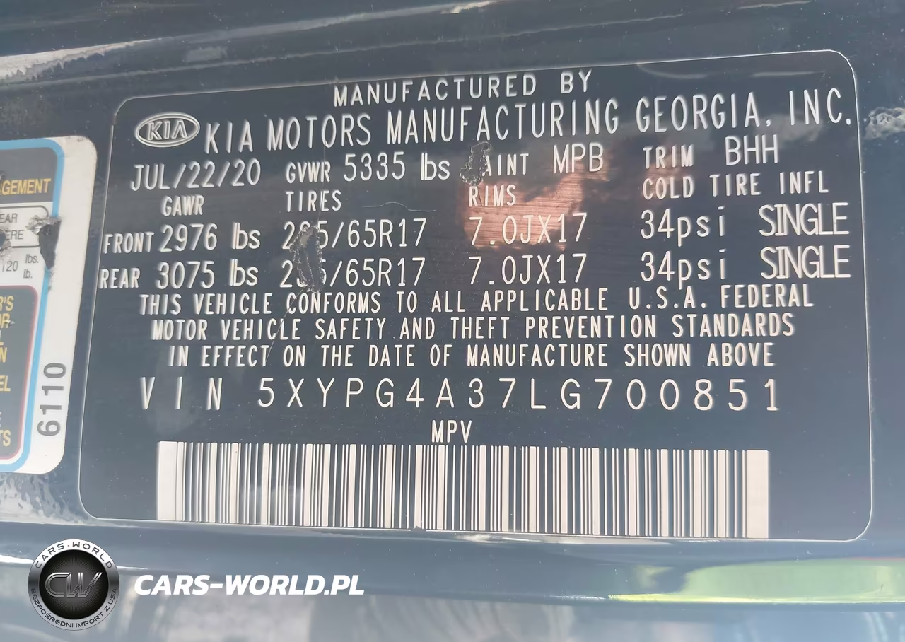 2020 Kia Sorento 2.4L Lx VIN:5XYPG4A37LG700851 - 9