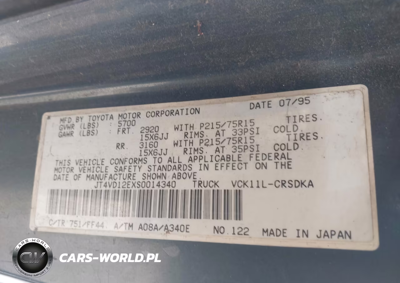 1995 Toyota T100 Xtracab-Dx VIN:JT4VD12EXS0014340 - 9