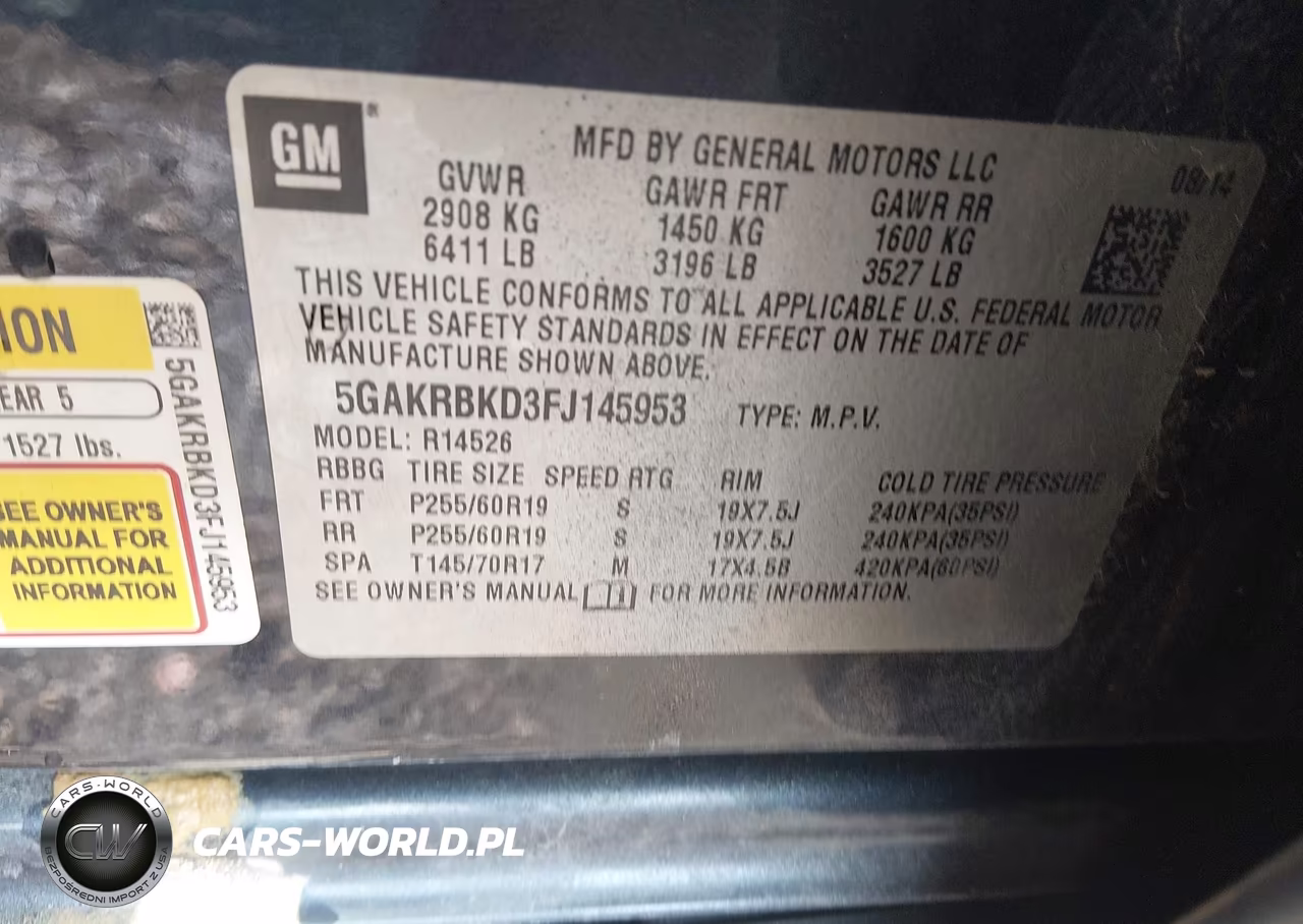 2015 Buick Enclave Leather VIN:5GAKRBKD3FJ145953 - 9