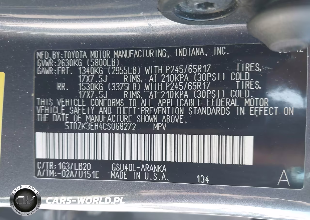 2012 Toyota Highlander Se V6 VIN:5TDZK3EH4CS068272 - 9