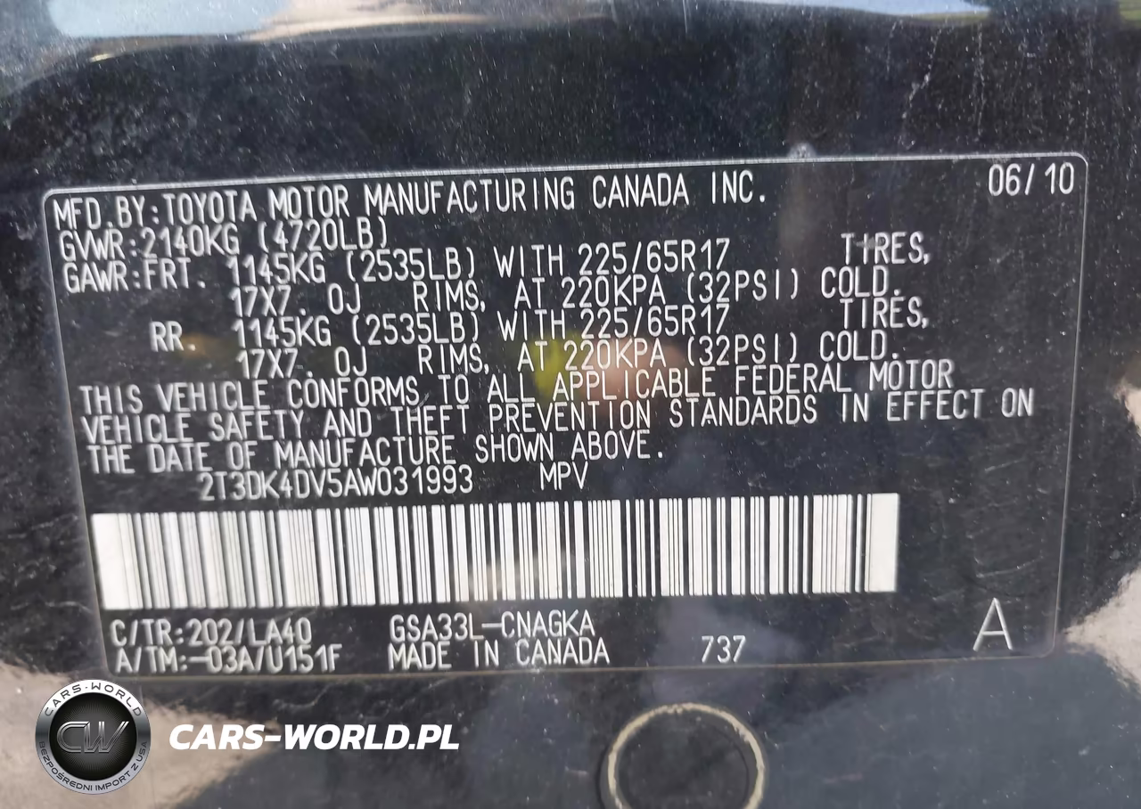 2010 Toyota Rav4 Limited V6 VIN:2T3DK4DV5AW031993 - 9