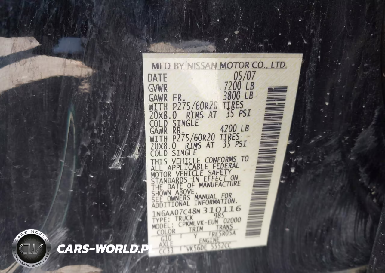 2008 Nissan Titan Xe-Se-Le-Pro-4X VIN:1N6AA07C48N310116 - 9