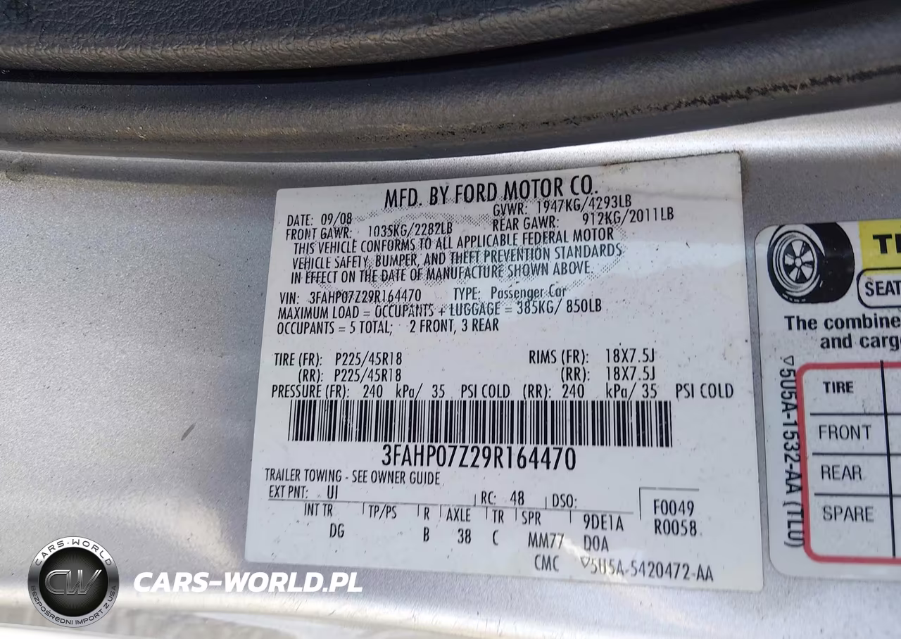 2009 Ford Fusion Se VIN:3FAHP07Z29R164470 - 9