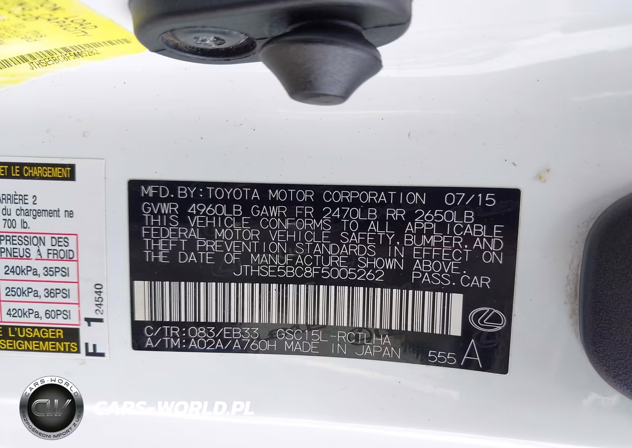 2015 Lexus Rc 350 VIN:JTHSE5BC8F5005262 - 9