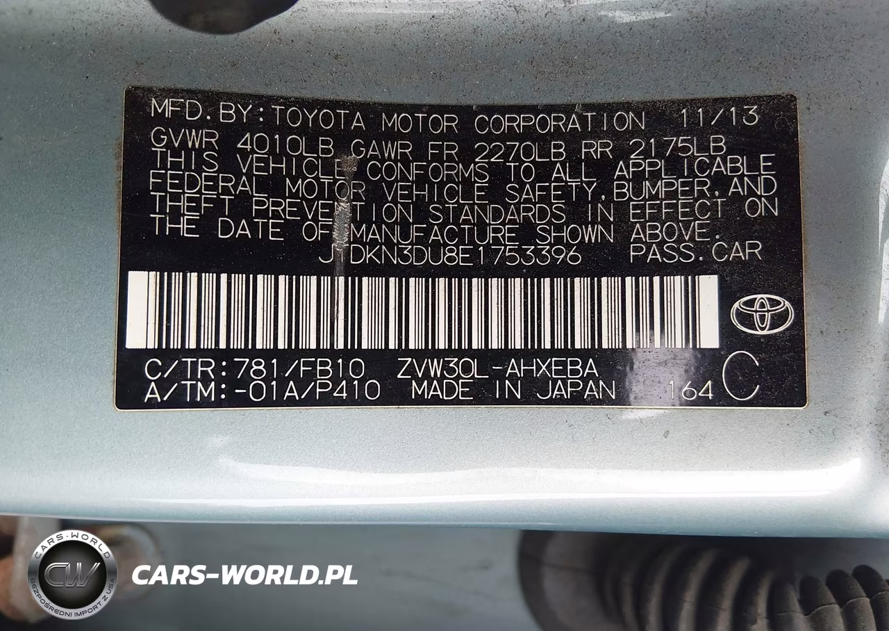 2014 Toyota Prius Two VIN:JTDKN3DU8E1753396 - 9
