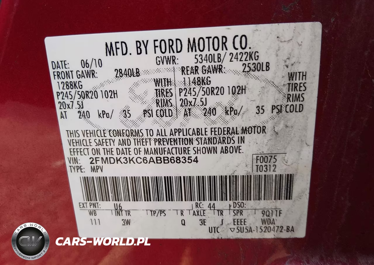 2010 Ford Edge Limited VIN:2FMDK3KC6ABB68354 - 9