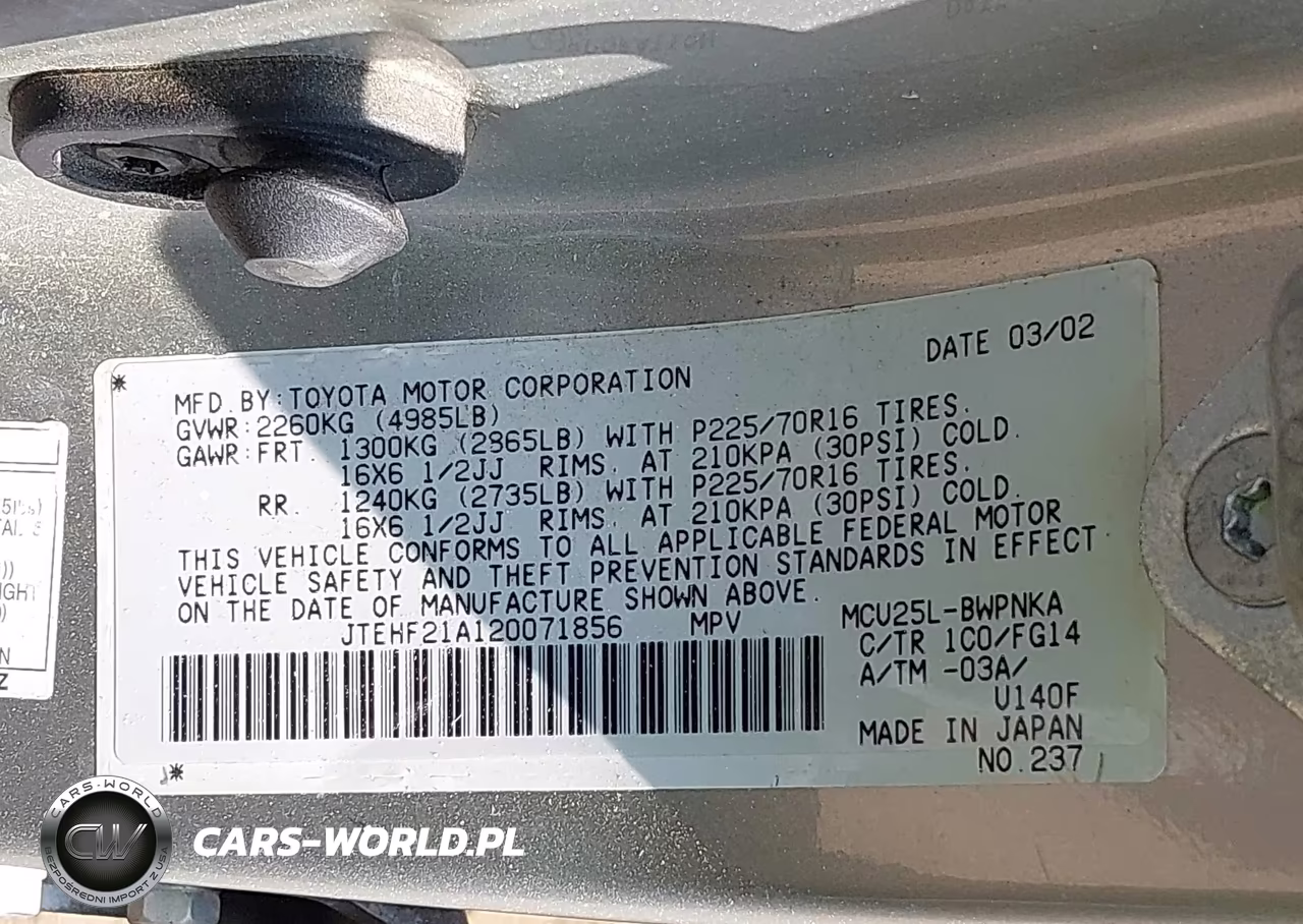 2002 Toyota Highlander V6 VIN:JTEHF21A120071856 - 9