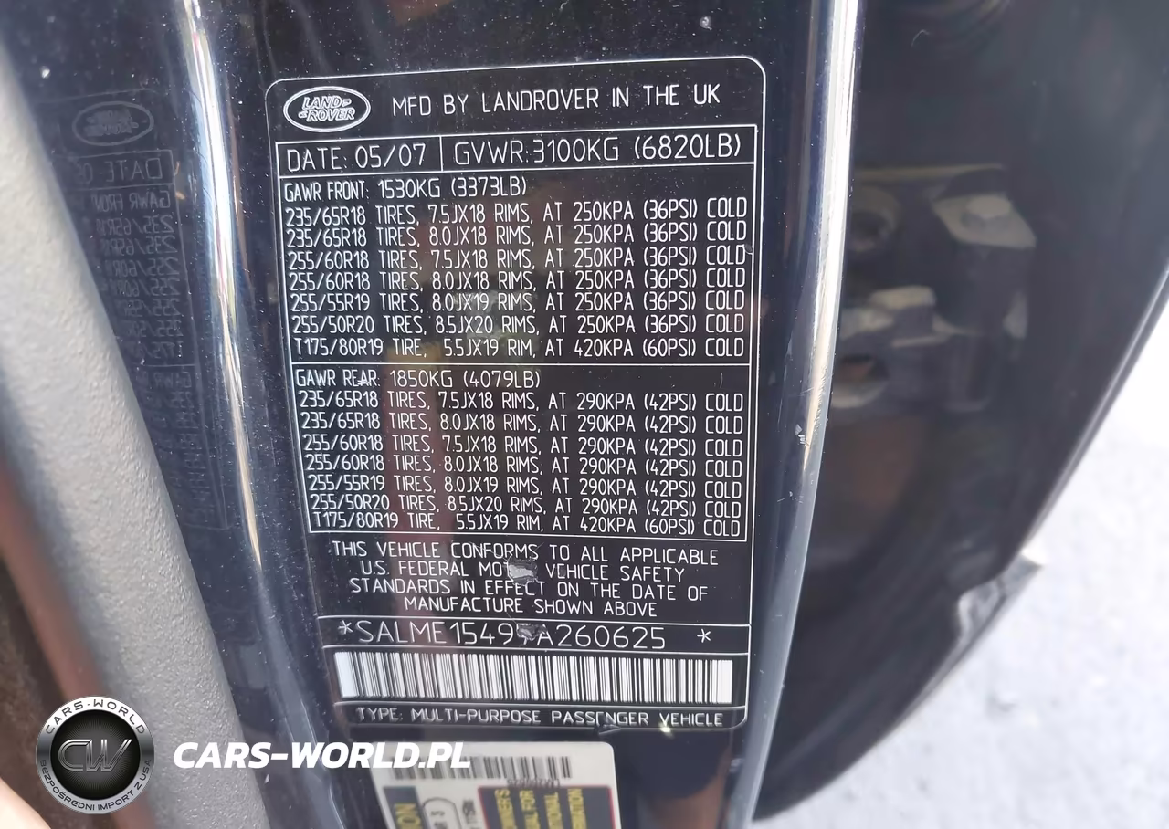 2007 Land Rover Range Rover Hse VIN:SALME15497A260625 - 9