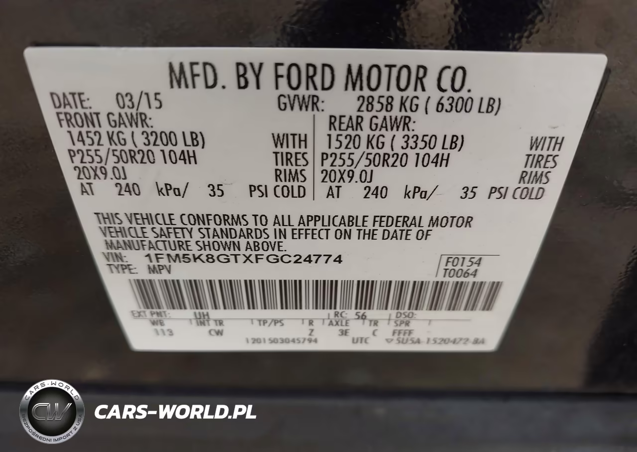 2015 Ford Explorer Sport VIN:1FM5K8GTXFGC24774 - 9
