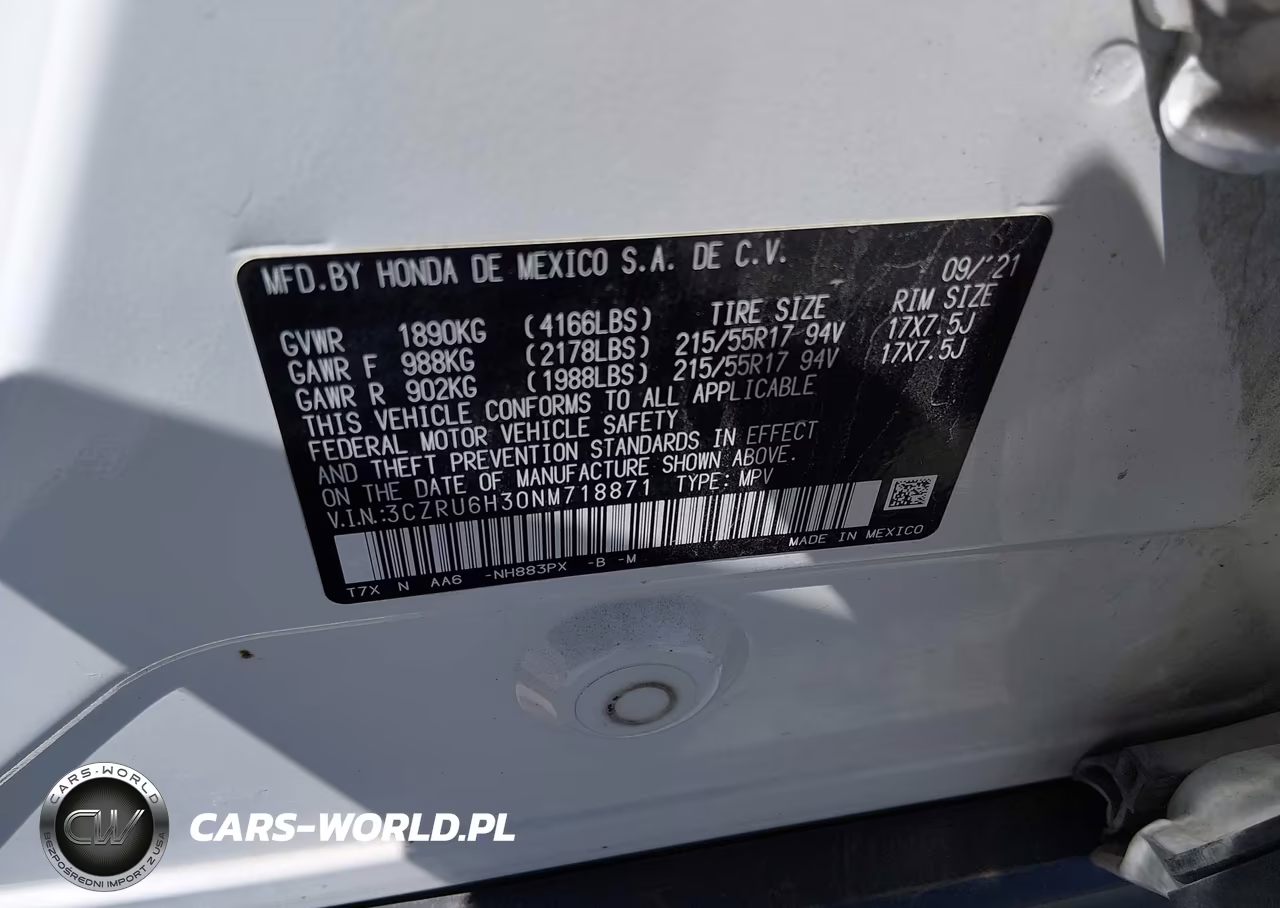 2022 Honda Hr-V Awd Lx VIN:3CZRU6H30NM718871 - 9