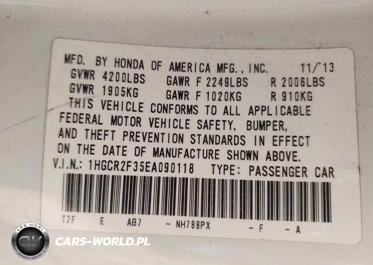 2014 Honda Accord Lx VIN:1HGCR2F35EA090118 - 9