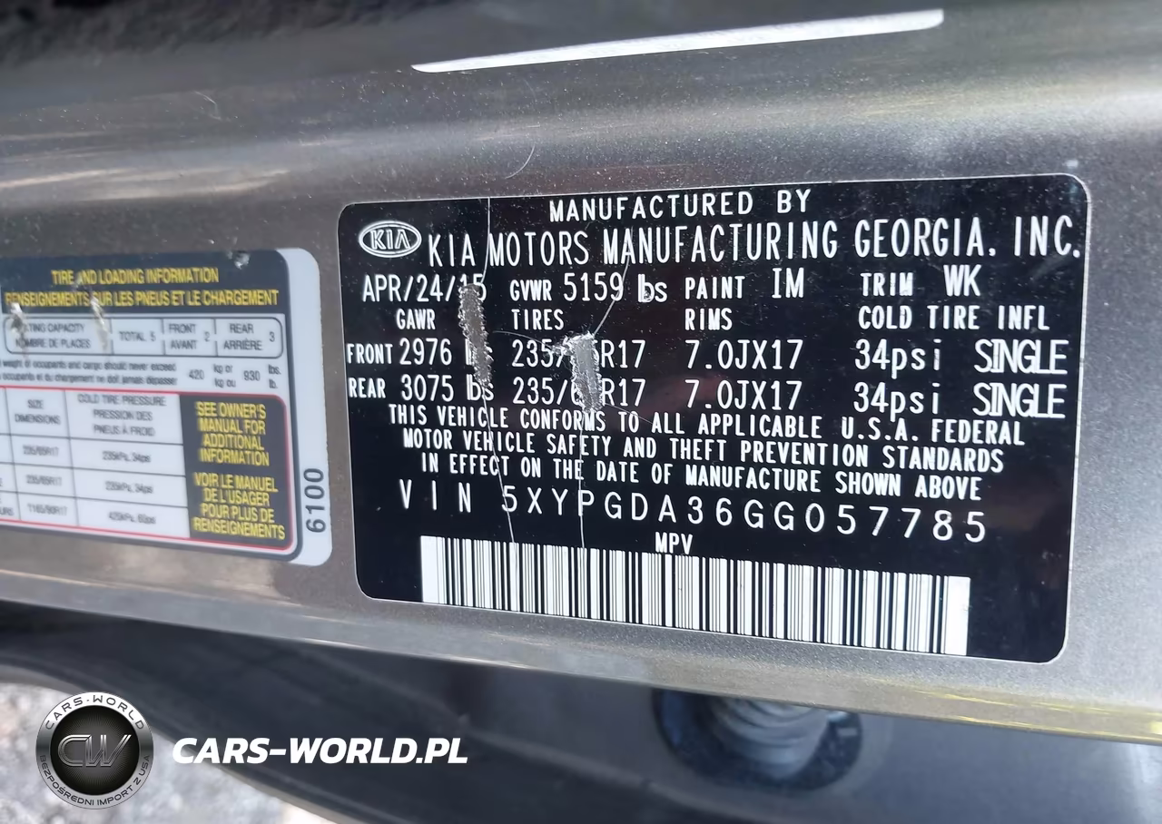 2016 Kia Sorento 2.4L Lx VIN:5XYPGDA36GG057785 - 9