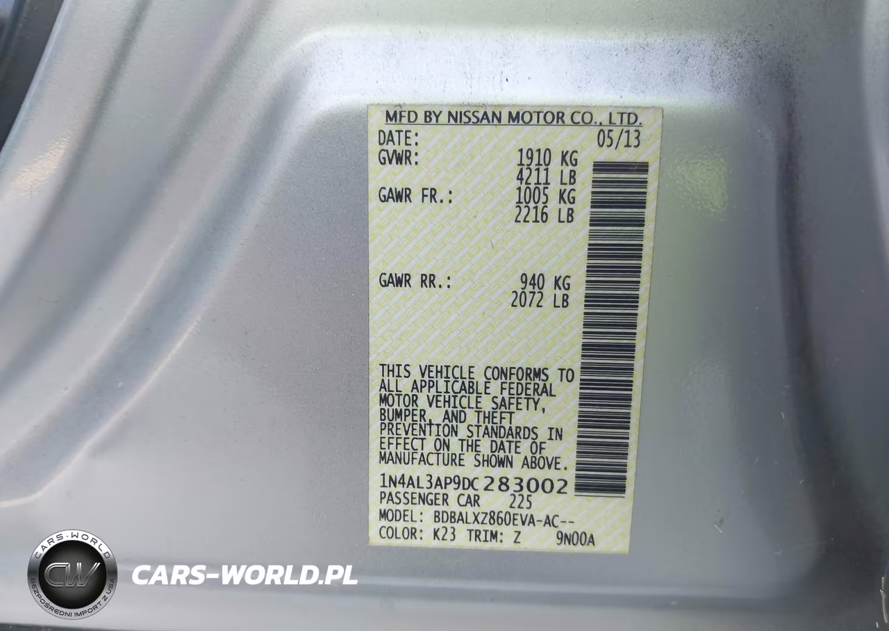 2013 Nissan Altima 2.5 Sl VIN:1N4AL3AP9DC283002 - 9