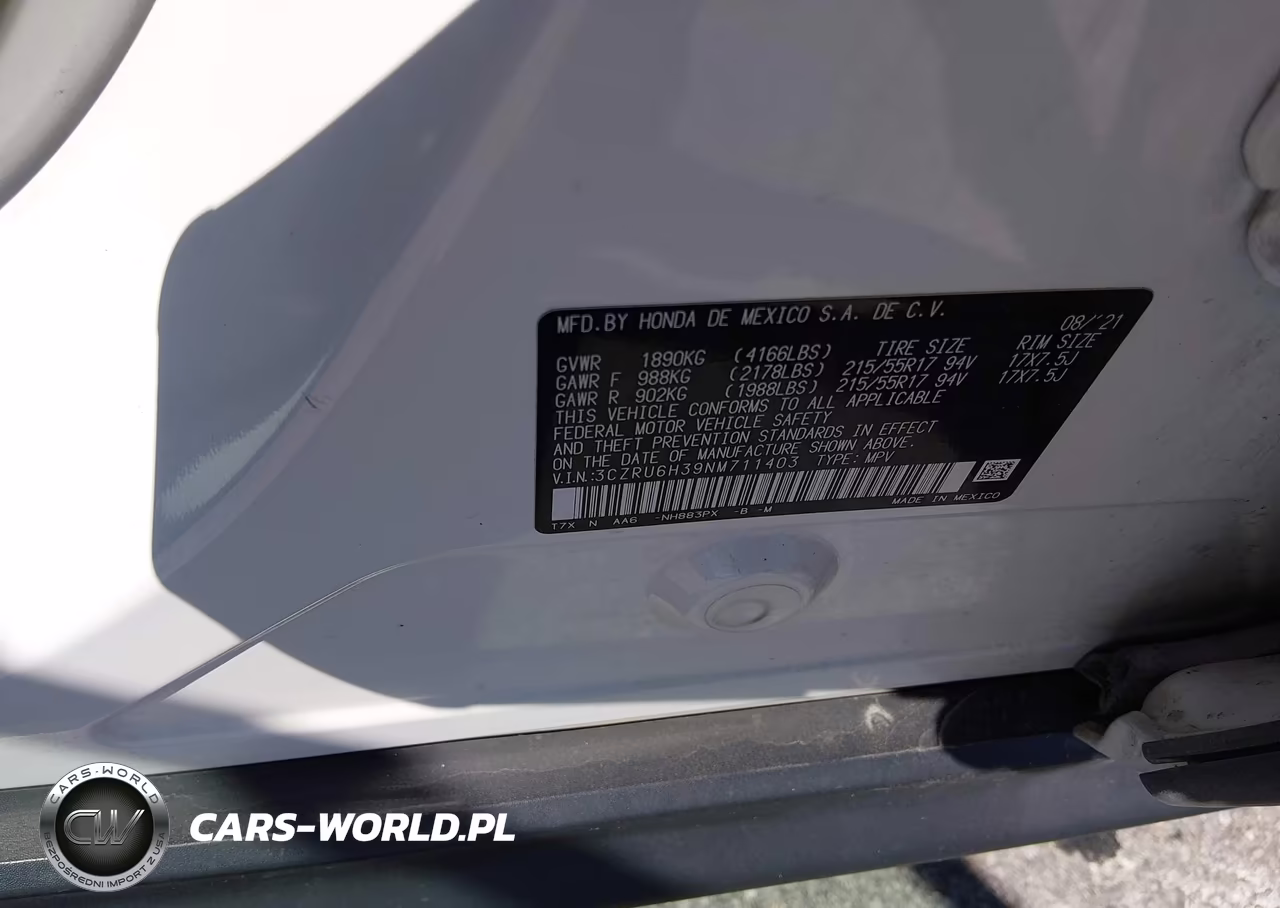 2022 Honda Hr-V Awd Lx VIN:3CZRU6H39NM711403 - 9