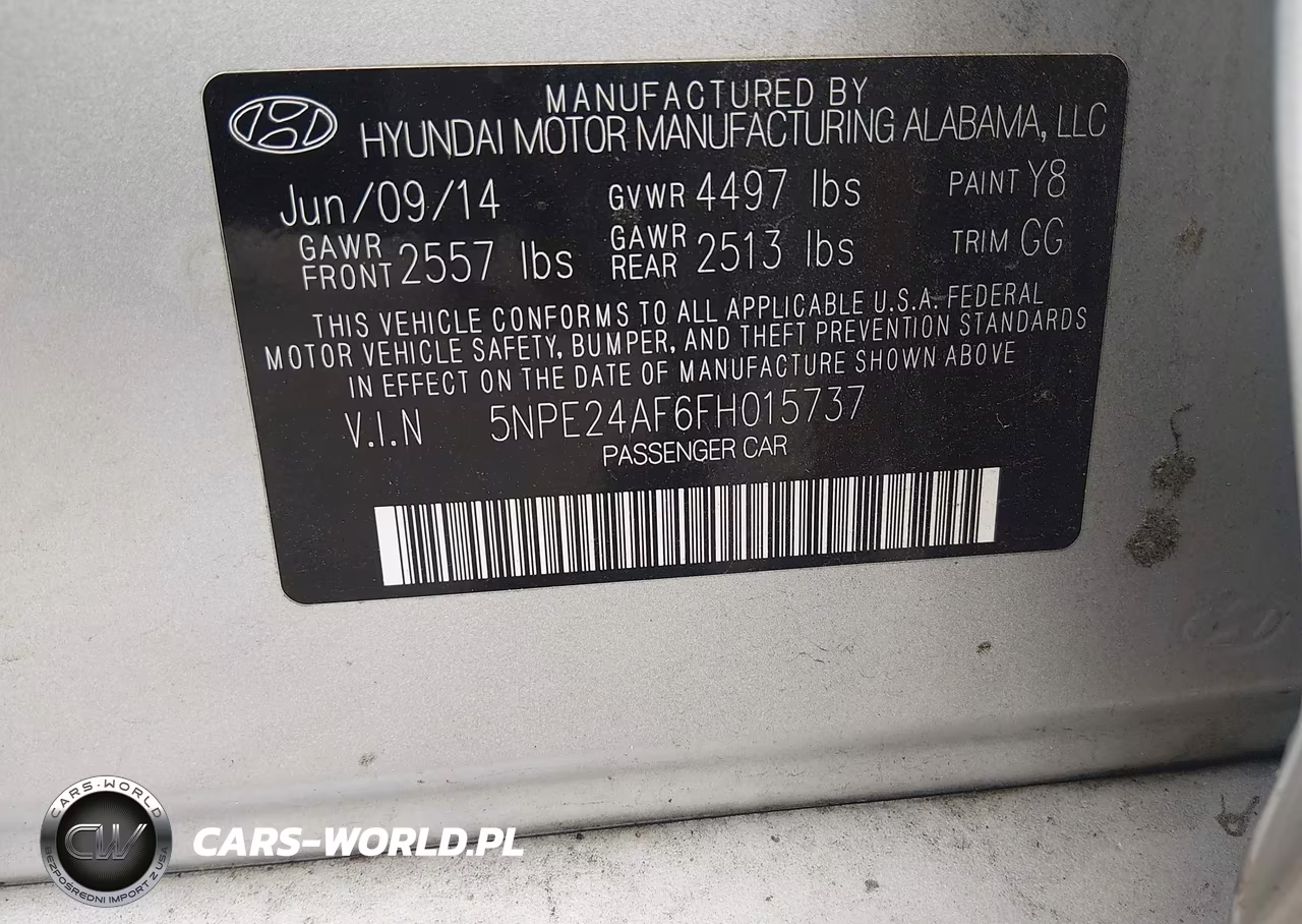 2015 Hyundai Sonata Se VIN:5NPE24AF6FH015737 - 9